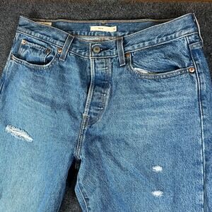 Levi's Premium Jeans Womens 34x27.5 Blue Denim Wedgie Icon Fit Ankle Distressed